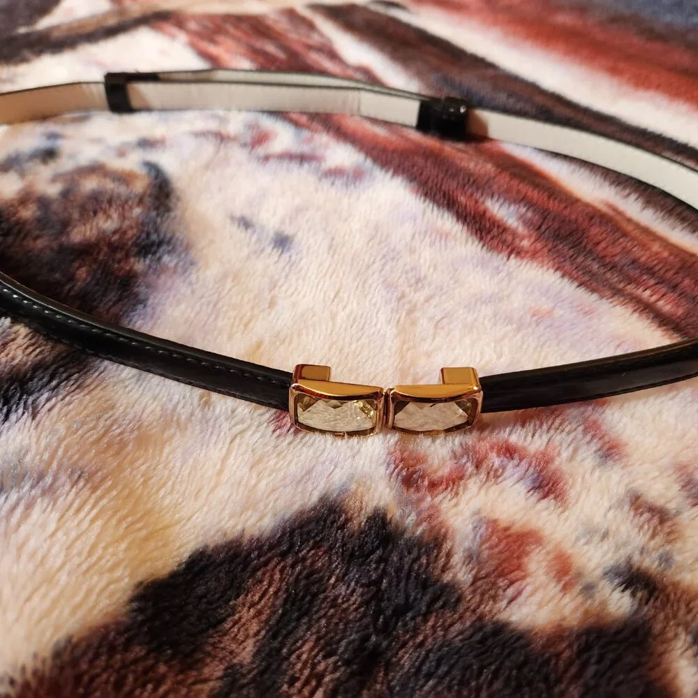Girls Black Fancy Adjustable Belt Size S-L Gold Buckle